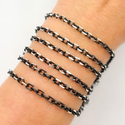 Z67SB. Black Rhodium Sterling Silver Diamond Cut Box Chain